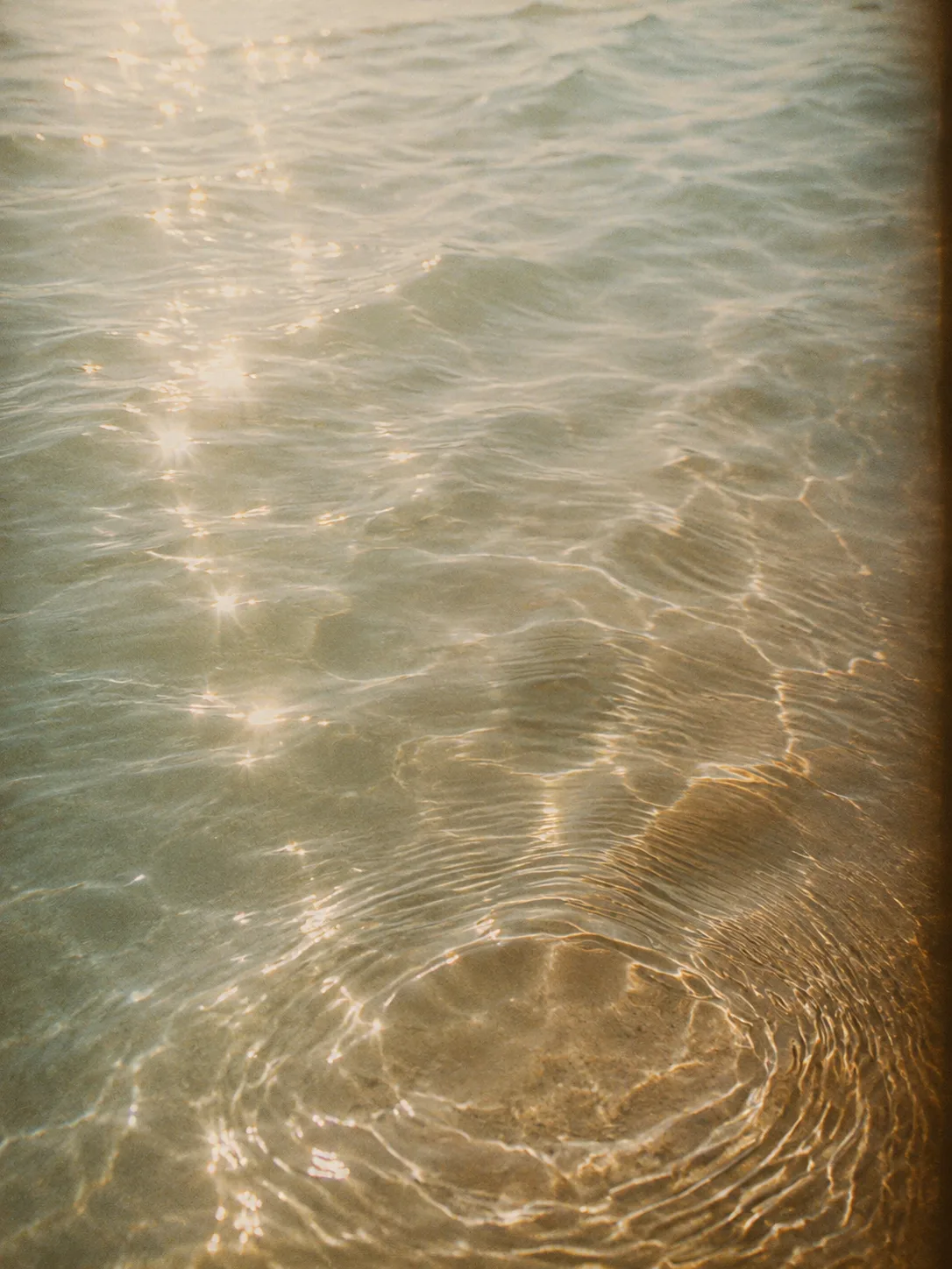 Sunlit water ripples